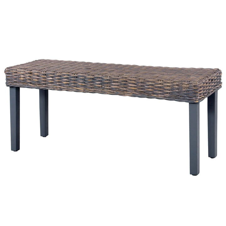 Sitzbank 110 Cm Natur Kubu-Rattan Und Massivholz Mango