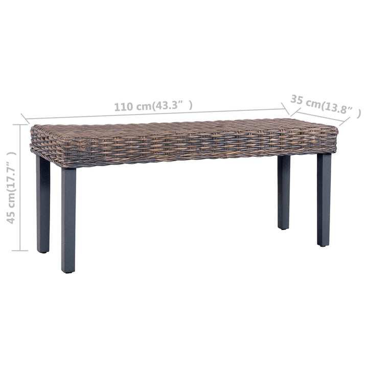 Sitzbank 110 Cm Natur Kubu-Rattan Und Massivholz Mango