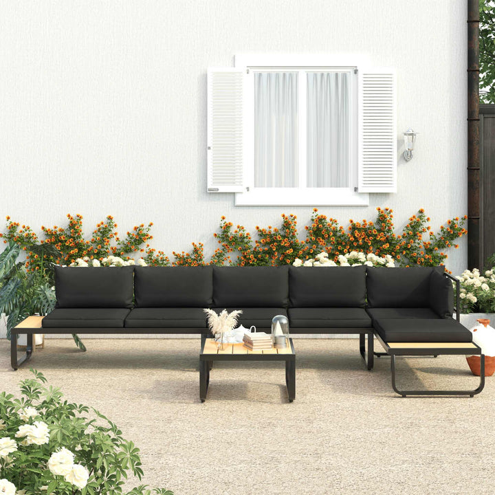 4-Tlg. Garten-Ecksofa-Set Mit Auflagen Aluminium Und Wpc