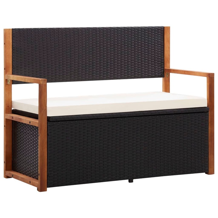 Bank Mit Stauraum 115 Cm Poly Rattan Massivholz Akazie