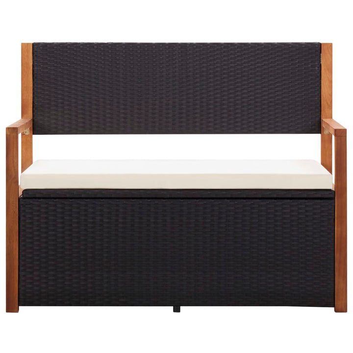 Bank Mit Stauraum 115 Cm Poly Rattan Massivholz Akazie