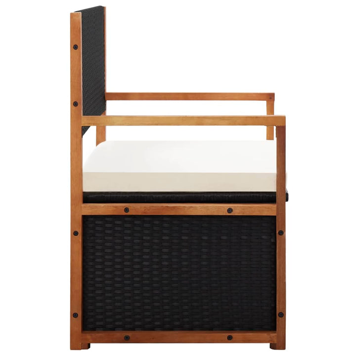 Bank Mit Stauraum 115 Cm Poly Rattan Massivholz Akazie