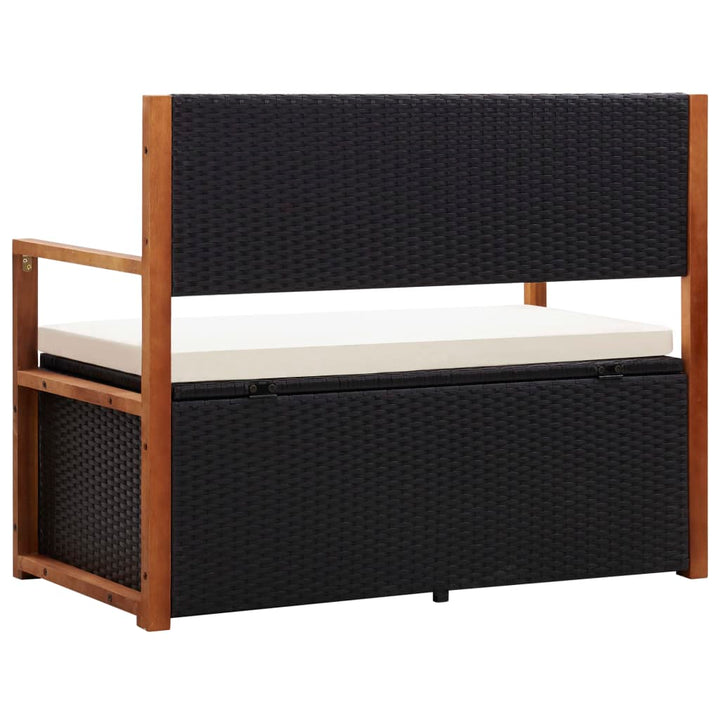 Bank Mit Stauraum 115 Cm Poly Rattan Massivholz Akazie