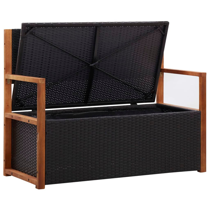 Bank Mit Stauraum 115 Cm Poly Rattan Massivholz Akazie