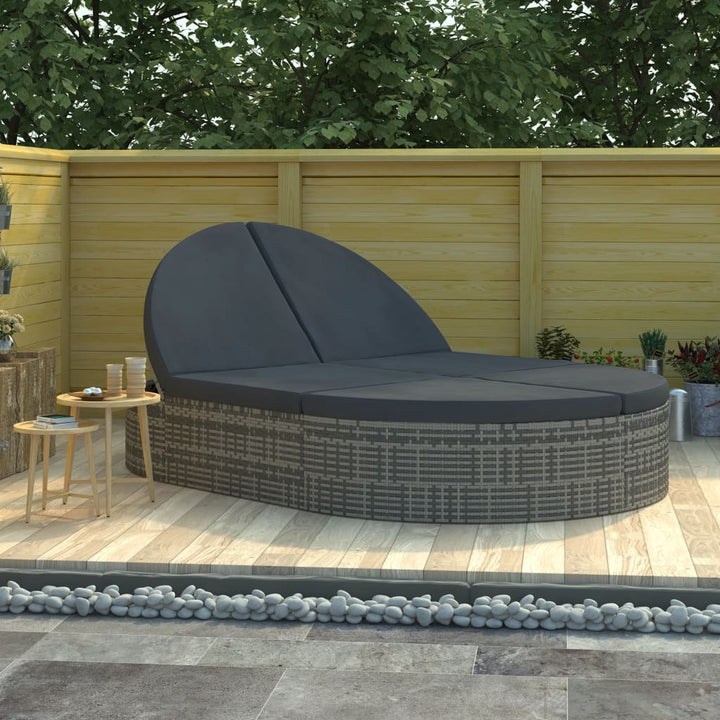 Outdoor-Loungebett Mit Kissen Poly Rattan