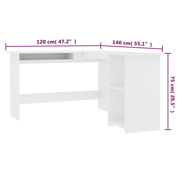 Eckschreibtisch In L-Form 120X140X75 Cm Holzwerkstoff