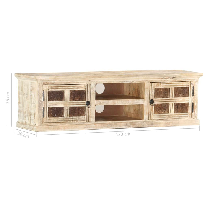 Tv-Schrank Weiß 130×30×36 Cm Massivholz Mango