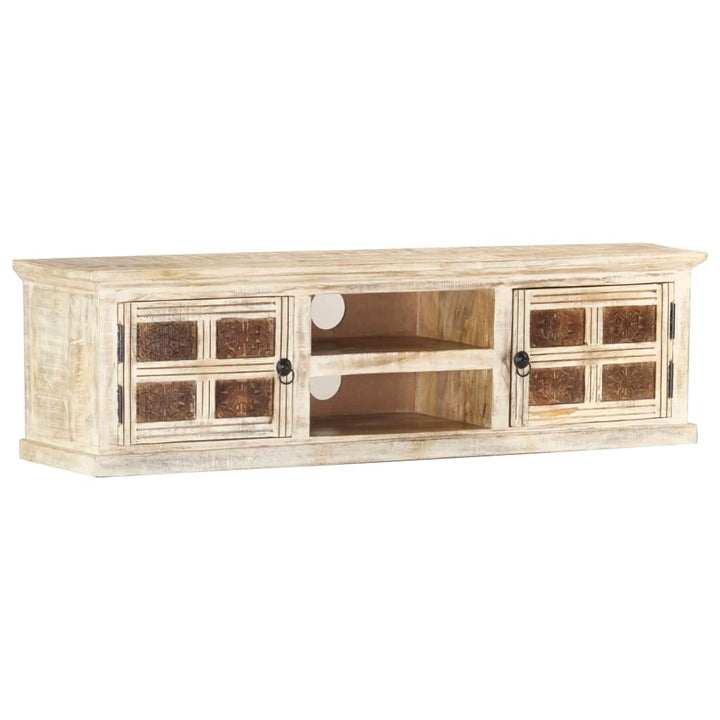 Tv-Schrank Weiß 130×30×36 Cm Massivholz Mango