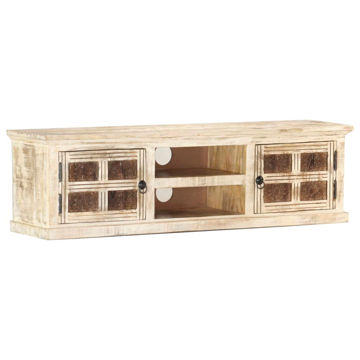 Tv-Schrank Weiß 130×30×36 Cm Massivholz Mango