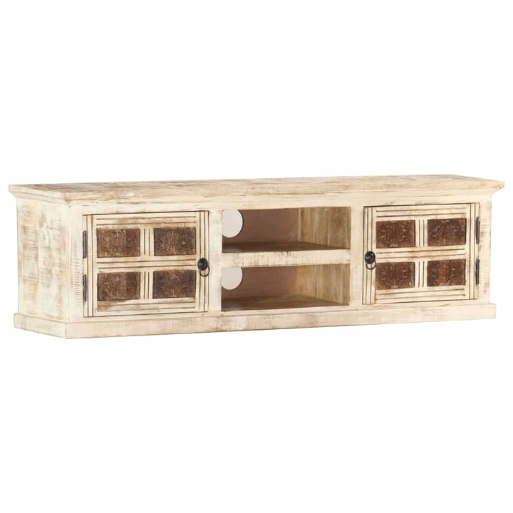 Tv-Schrank Weiß 130×30×36 Cm Massivholz Mango