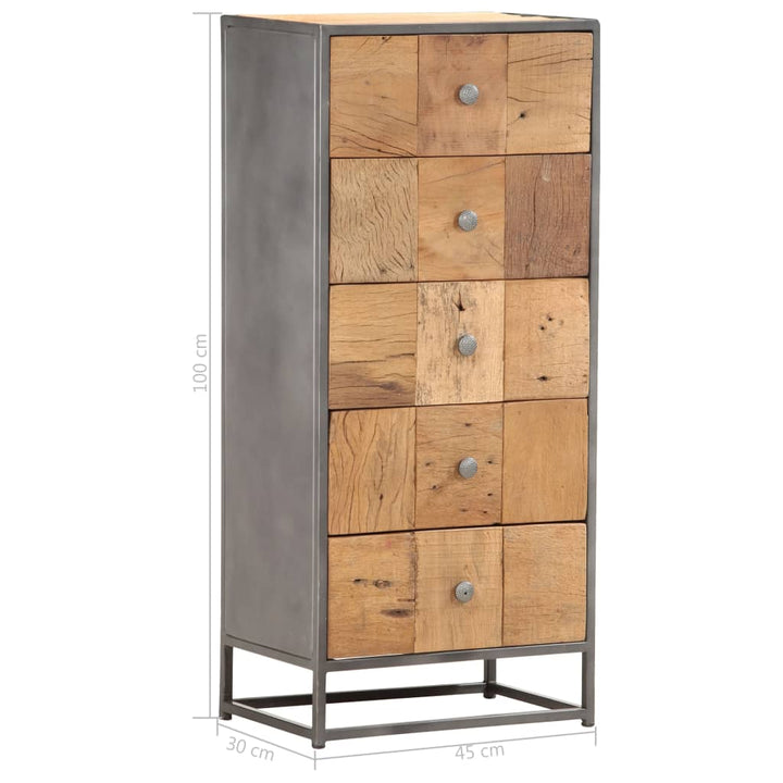 Highboard Mit Schubladen 45X30X100 Cm Altholz Massiv