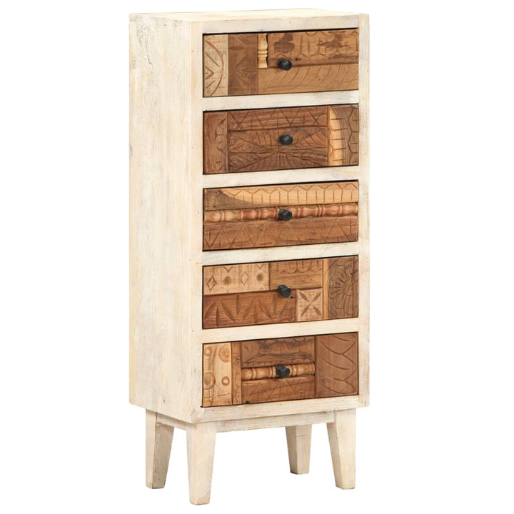 Highboard Mit Schubladen 45X30X105 Cm Altholz Massiv