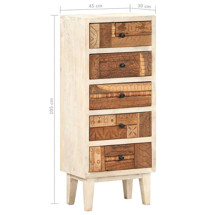 Highboard Mit Schubladen 45X30X105 Cm Altholz Massiv