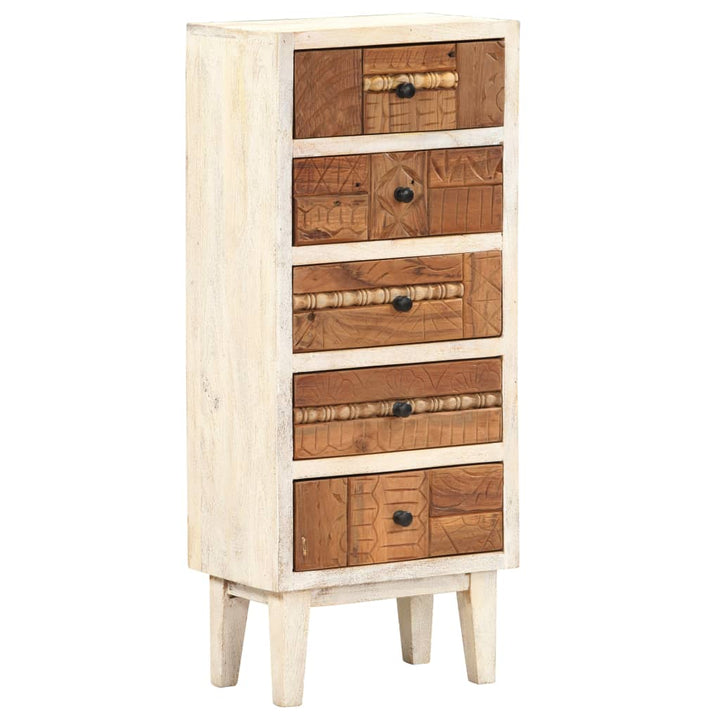 Highboard Mit Schubladen 45X30X105 Cm Altholz Massiv