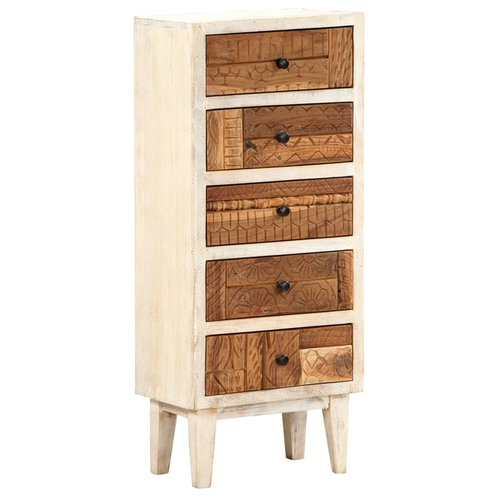 Highboard Mit Schubladen 45X30X105 Cm Altholz Massiv