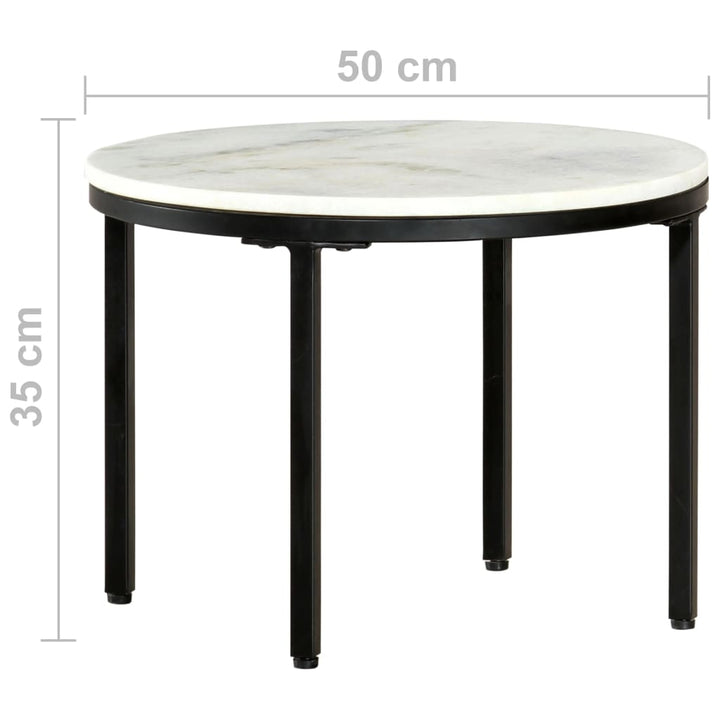 Couchtisch Weiß Und Schwarz Ø50 Cm Echter Marmor