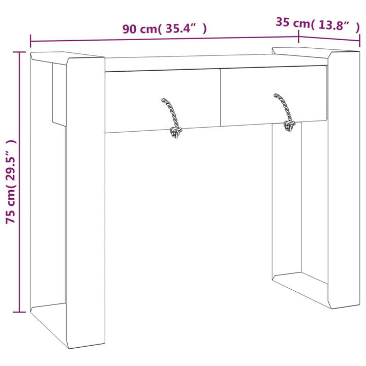 Konsolentisch 90X35X75 Cm Teak Massivholz