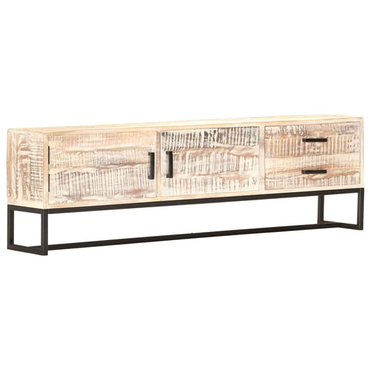 Tv-Schrank Weiß 140 × 30 × 45 Cm Massivholz Akazie