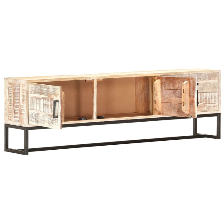 Tv-Schrank Weiß 140 × 30 × 45 Cm Massivholz Akazie