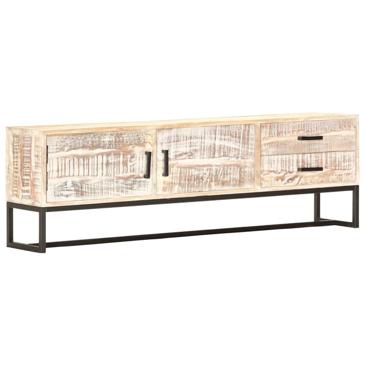 Tv-Schrank Weiß 140 × 30 × 45 Cm Massivholz Akazie