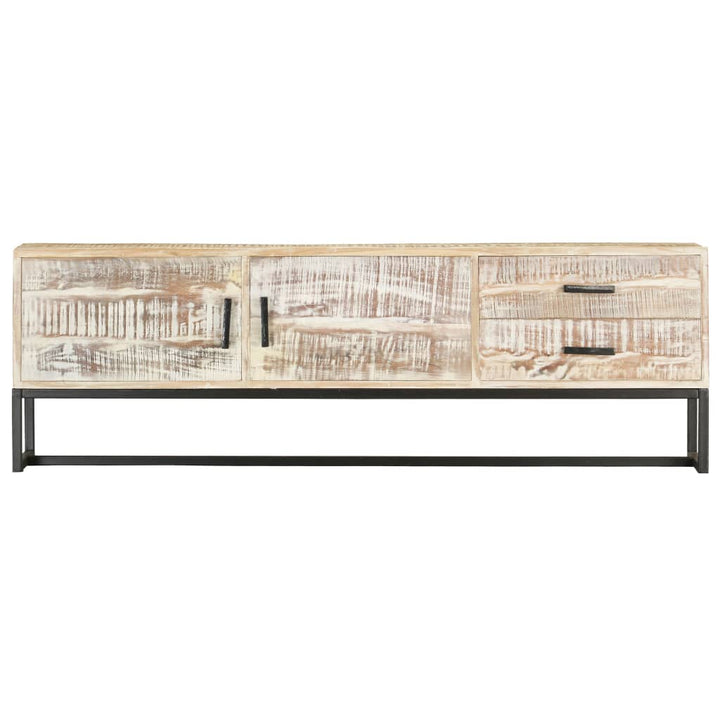 Tv-Schrank Weiß 140 × 30 × 45 Cm Massivholz Akazie