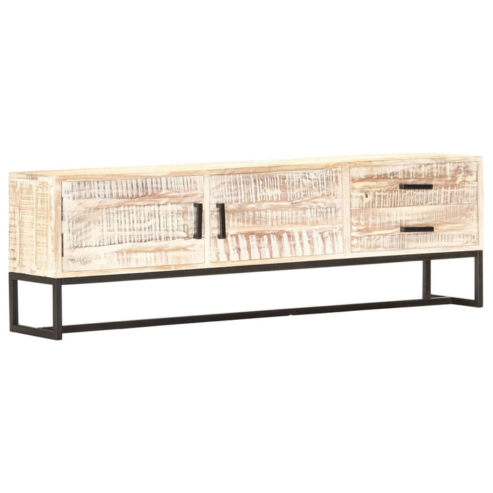 Tv-Schrank Weiß 140 × 30 × 45 Cm Massivholz Akazie