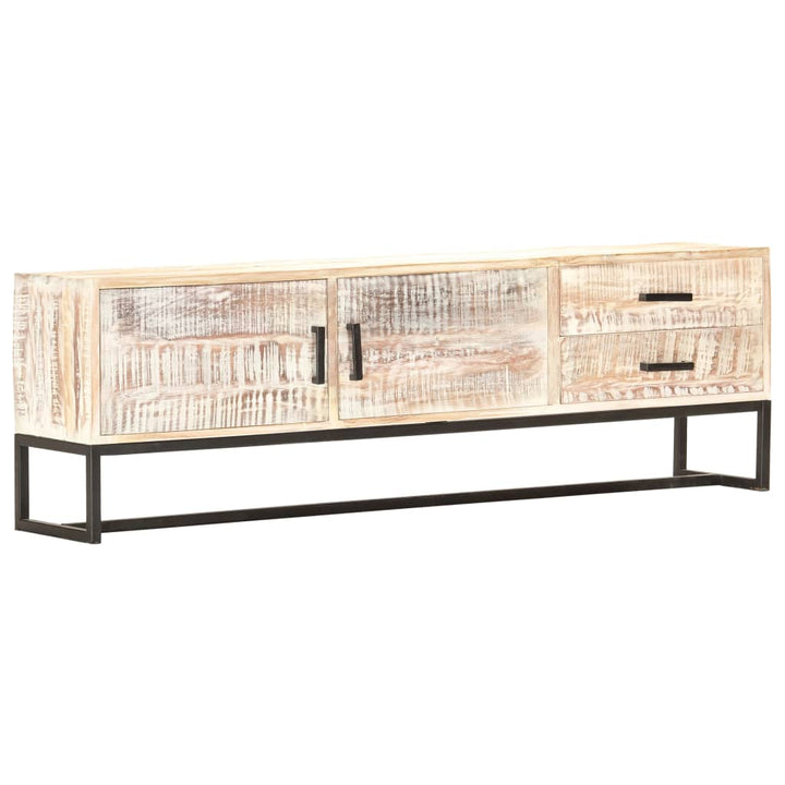 Tv-Schrank Weiß 140 × 30 × 45 Cm Massivholz Akazie