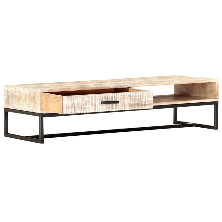 Couchtisch Weiß 117 × 50 × 30 Cm Massivholz Akazie