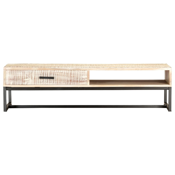 Couchtisch Weiß 117 × 50 × 30 Cm Massivholz Akazie