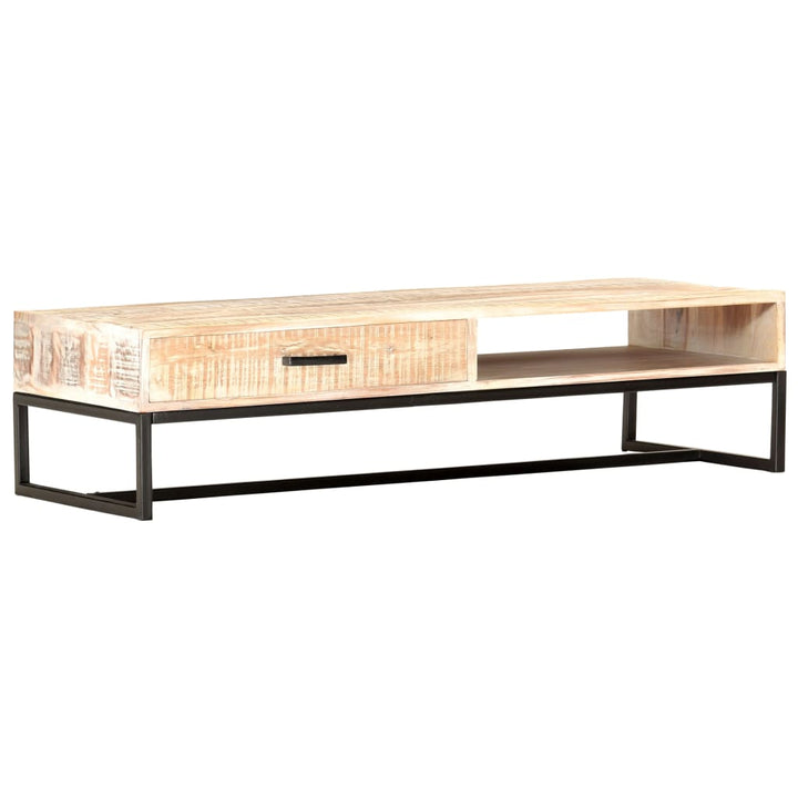 Couchtisch Weiß 117 × 50 × 30 Cm Massivholz Akazie