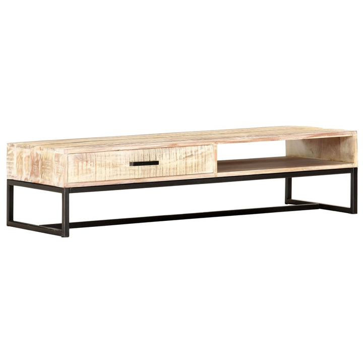 Couchtisch Weiß 117 × 50 × 30 Cm Massivholz Akazie