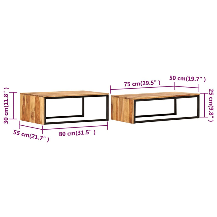 Satztische 2 Stk. Massivholz