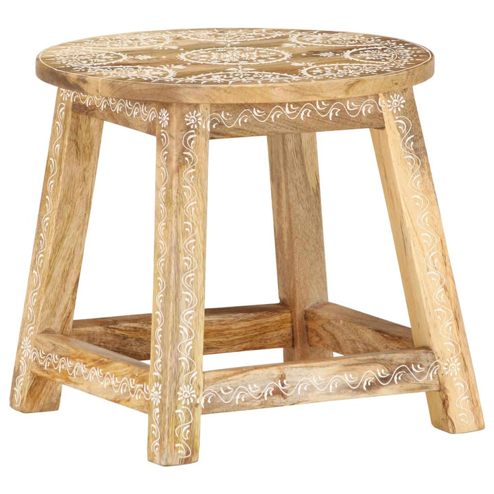 Hocker Handbemalt 38×38×35 Cm Mango Massivholz Weiß