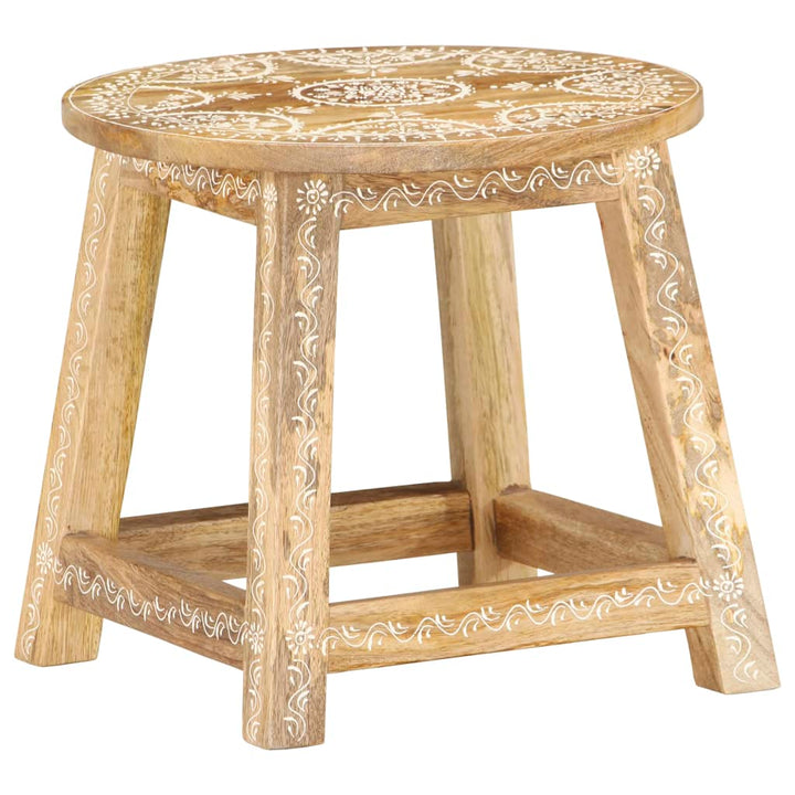 Hocker Handbemalt 38×38×35 Cm Mango Massivholz Weiß