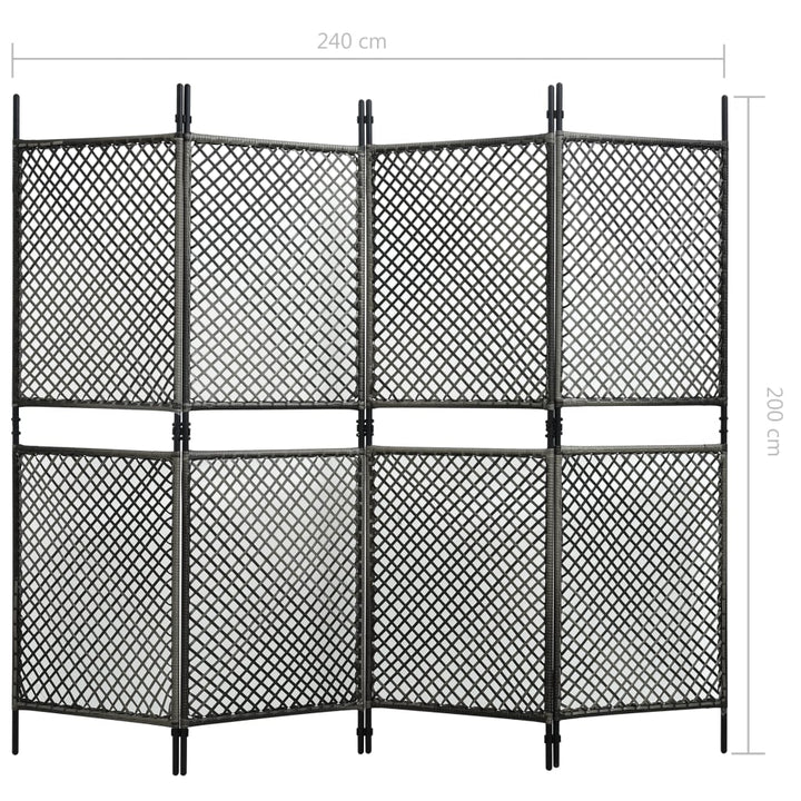 4-Tlg. Raumteiler Poly Rattan