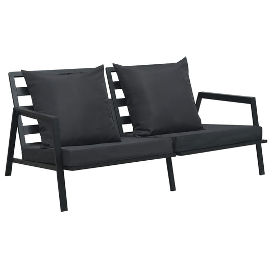 2-Sitzer-Gartensofa Mit Auflagen Dunkelgrau Aluminium