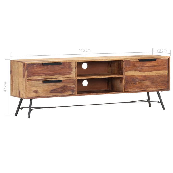 Tv-Schrank 140 X 28 X 47 Cm Massivholz Palisander