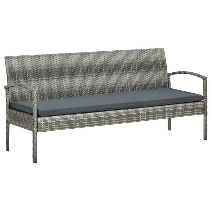 3-Sitzer-Gartensofa Mit Auflagen Schwarz Poly Rattan