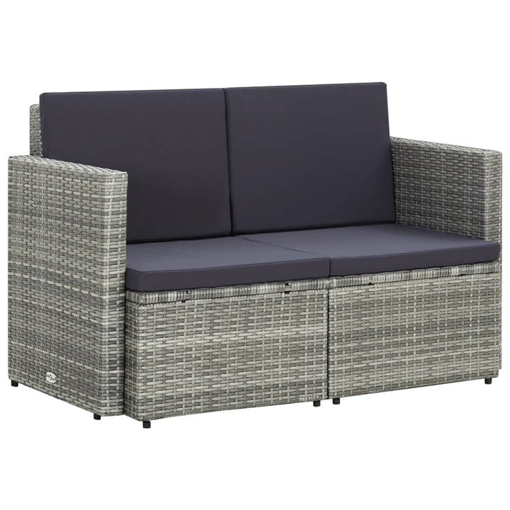 2-Sitzer-Gartensofa Mit Auflagen Poly Rattan