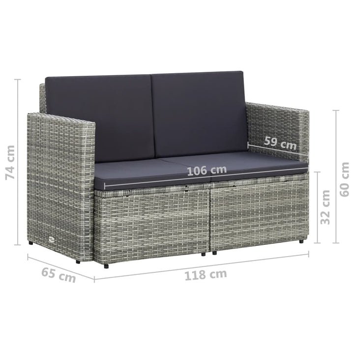 2-Sitzer-Gartensofa Mit Auflagen Poly Rattan