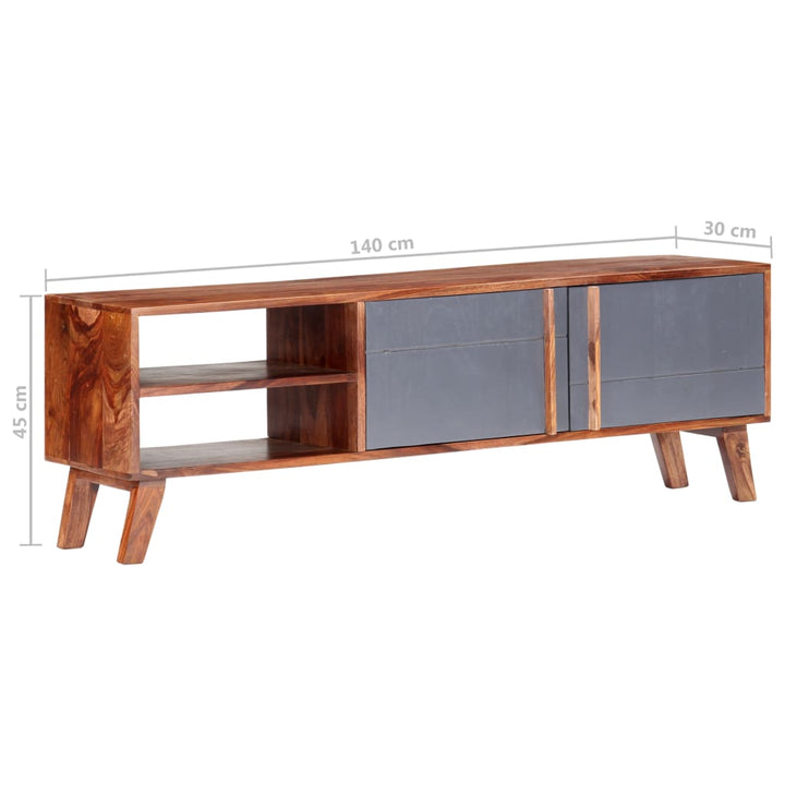 Tv-Schrank Grau 140X30X45 Cm Massivholz