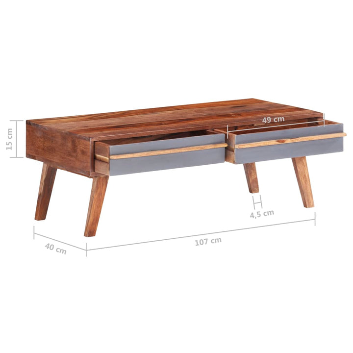 Couchtisch Grau 110X50X40 Cm Massivholz