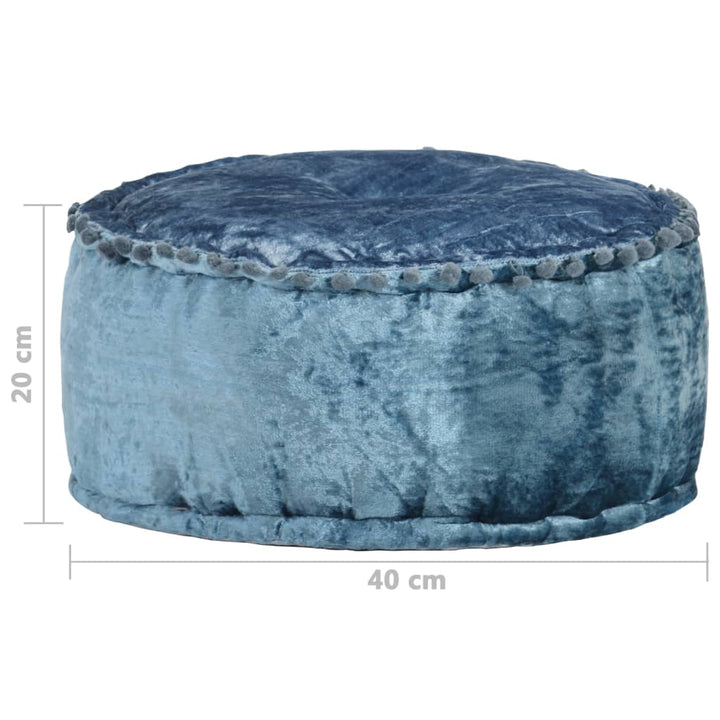 Pouf Rund Samt 40X20 Cm Blau