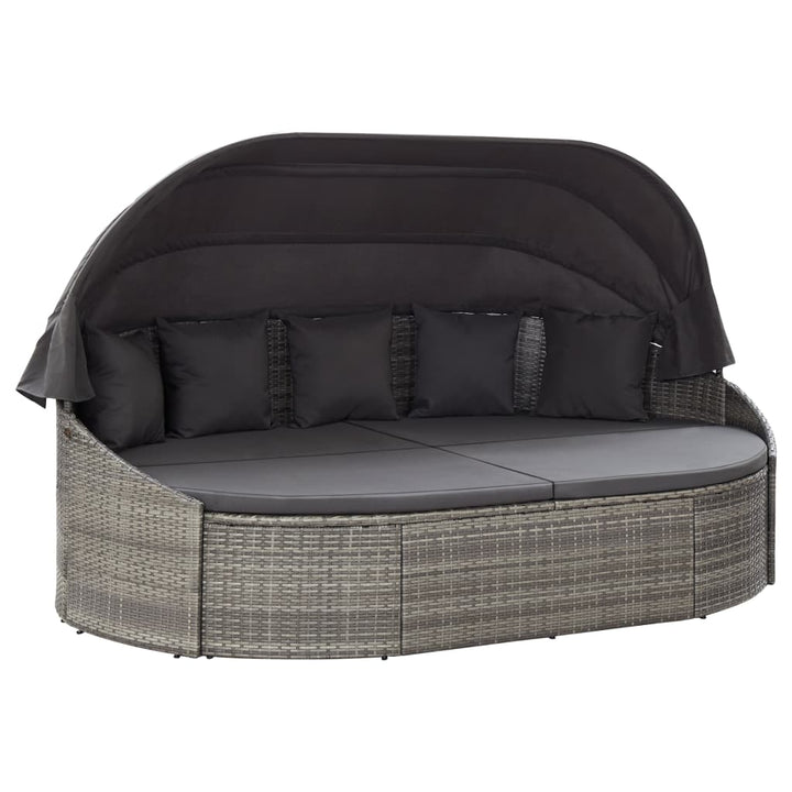 Outdoor-Loungebett Mit Dach Poly Rattan