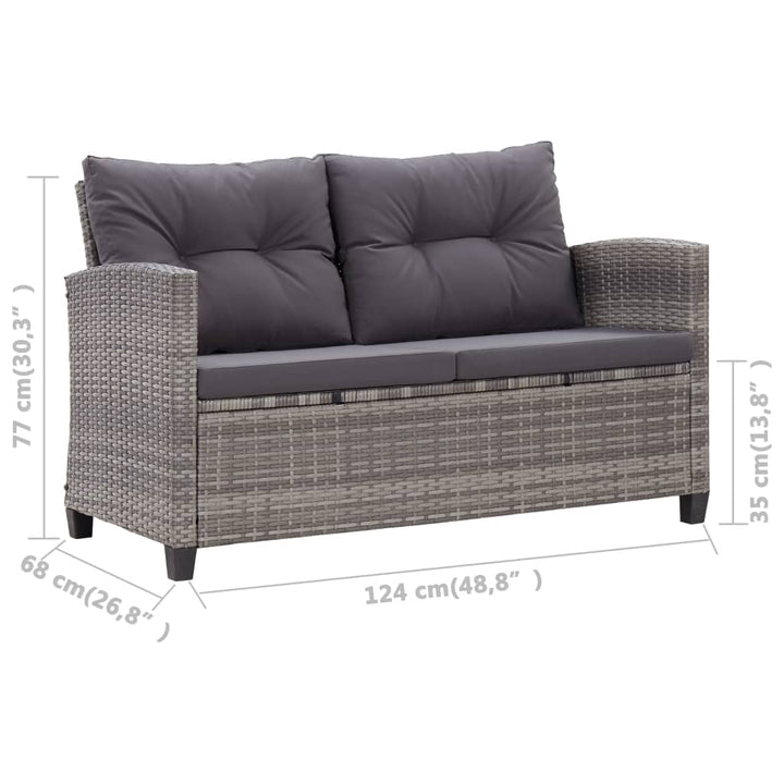 2-Sitzer-Gartensofa Mit Kissen 124 Cm Poly Rattan