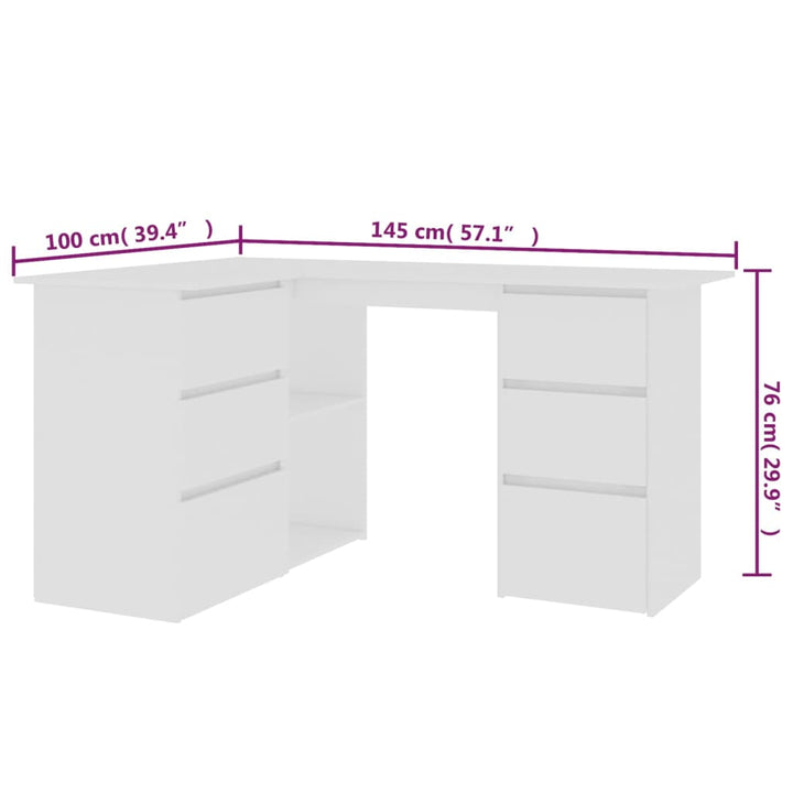 Eckschreibtisch 145X100X76 Cm Holzwerkstoff