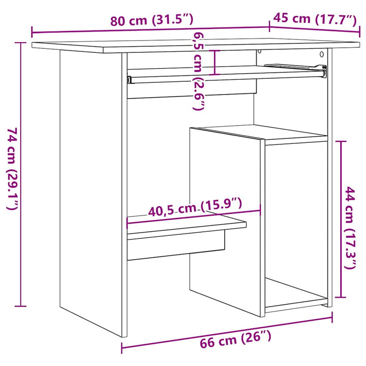 Schreibtisch 80X45X74 Cm Holzwerkstoff