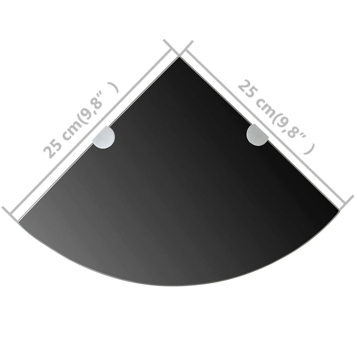 Eckregale 2 Stk. Mit Verchromten Halterungen Glas Schwarz