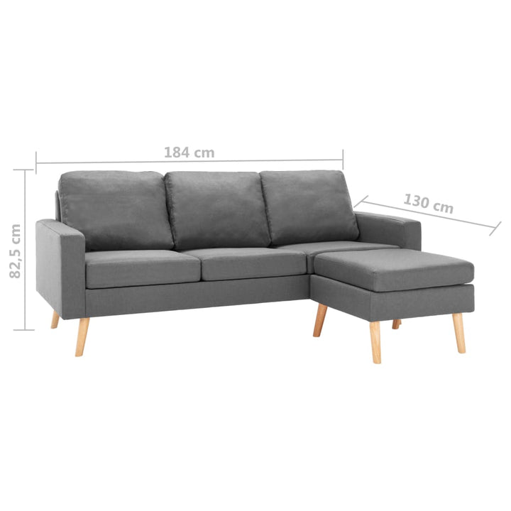 3-Sitzer-Sofa Mit Hocker Stoff