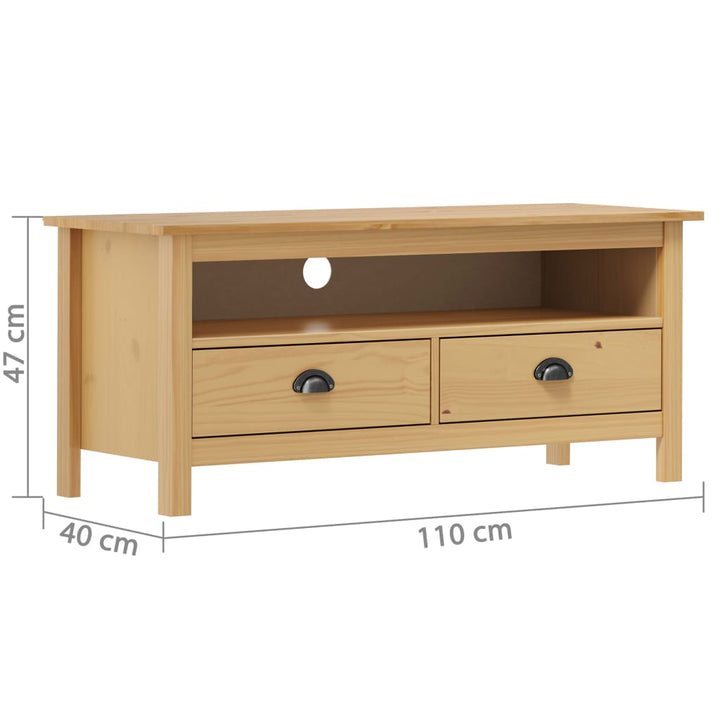 Tv-Schrank Hill Honig 110X40X47 Cm Massivholz Kiefer